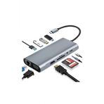 Wozlo Type-C To Hdmi 4K30hz, Vga 1080P, Rj45 Ethernet, 4*Usb Çoklayıcı Hub, Kart Okuyucu + Ses, Pd 87W