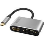 Wozlo USB 3.1 Type-C To 4K@30Hz HDMI + VGA 1080P Çevirici Dönüştürücü Kablo - Macbbok Uyumlu - Gri