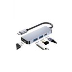 Wozlo Usb Type-C To 4K30hz Hdmi Kablosu + Usb 3.0 Çoklayıcı Hub + Pd 87W Çevirici Dönüştürücü Kablo