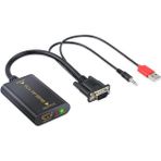 Wozlo VGA To HDMI Çevirici Dönüştürücü Kablo Görüntü ve Ses Çevirici - Full Hd 1080P - Siyah