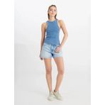 Wrangler Bisiklet Yaka Mavi Kadın Bluz W241281TF-Kolsuz Bluz