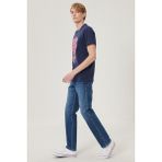 WRANGLER Erkek Arizona Koyu Mavi Straight Fit Normal Bel Düz Paça Esnek Jean Pantolon - 38 / 32 - Medium Mavi