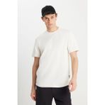 Wrangler Erkek Beyaz Relaxed Fit Dokulu Basic T-Shirt - W2510718104 - Bej