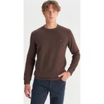 Wrangler Erkek Koyu Kahverengi Pamuklu Regular Fit Bisiklet Yaka Sweatshirt-W242262