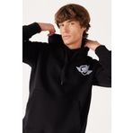 WRANGLER Loose Fit Rahat Kesim Kapüşonlu Sırt Baskılı Içi Polarlı Siyah Sweatshirt