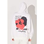 WRANGLER Oversize Fit Geniş Kesim Kapüşonlu Içi Polarlı Sırt Baskılı Kırık Beyaz Sweatshirt
