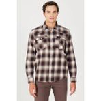 Wrangler Pamuk Ekoseli Loose Fit Gömlek Erkek Gömlek W556B3H68 - Kahve - Bej