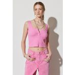 WRANGLER Regular Fit %100 Pamuk Bisiklet Yaka Kolsuz Pembe Crop Bluz