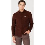 Wrangler Regular Fit %100 Pamuk Kadife Bordo Uzun Kollu Gömlek - W5A14AH44