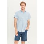 Wrangler Regular Fit Keten Karışımlı Erkek Gömlek W5J7LO404 - Mavi - 3XL