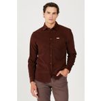 WRANGLER Regular Fit Normal Kesim %100 Pamuk Kadife Bordo Uzun Kollu Gömlek