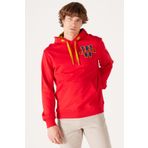 WRANGLER Regular Fit Normal Kesim Kırmızı Erkek Içi Polarlı Kapüşonlu Sweatshirt