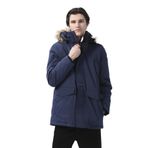 Wrangler Regular Fit Normal Kesim Suni Kürk Detaylı Dik Yaka Lacivert Erkek Parka Mont W4D0WX, Navy, XXL XXL