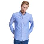WRANGLER Regular Fit Normal Kesim%100 Pamuk Açık Mavi Oxford Gömlek, 2XL, W5A3, Koyu Mavi, Erkek