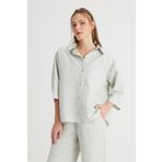 WRANGLER Relaxed Fit Geniş Kesim Kısa Kollu Mint Yeşili Gömlek