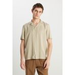 Wrangler Relaxed Fit Tencel Göm Bej Erkek Gömlek - S