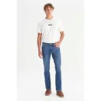 Wrangler W15Q00022317 Koyu Mavi Pamuklu Greensboro Straight Fit Esnek Jean Kot Denim Pantolon - 34 / 30