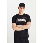 Wrangler W753EE001 Erkek Siyah Sarı Baskılı Bisiklet Yaka T-Shirt - XL
