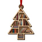 WRAPIX Kitap Severler Kadınlar için Hediyeler - Noel Süsleri 2024, Kitap Severler Kadınlar için Kitaplık Dekor Hediyeleri, İnek, Kütüphaneciler, Okuyucular için Kitaplık Hediyeleri - Noel Ağacı