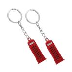 WRITWAA 2 adet Londra telefon kulübesi anahtar askısı, kırmızı çinko alaşım, seyahat hediyesi, İngiltere hediyelik eşya, araba anahtarlığı, çanta, bozuk para dekorasyonu, Kırmızı, 10.60X1.50X1.30CM