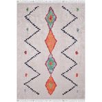 Wroclawskie Turuncu Madalyon Modern Geometrik Etnik Desenli Boho Makinada Yıkanabilir Hav Toz Vermez Leke Tutmaz Kaymaz Taban Dijital Makine Baskı Halı Oturma Odası Salon Yolluk Koridor Mutfak Halısı