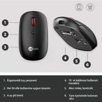 Ws211 Kablosuz 1600Dpi 6 Tuşlu Dual Mod Rgb 2.4Ghz Wifi+ Bluetooth, Şarj Edilebilir, Windows, Linux Ile Uyumlu, Sessiz Kompakt Optik Mouse Siyah