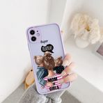WSDSM Süper Anne Baba Sert Telefon Kılıfı iphone 15 14 12 13 SE2 Bebek Kız Moda Aile kapak Iphone 11 Pro Max X XS XR 7 8 Artı, mor MOM 2, iphone 11 için