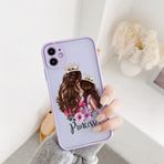 WSDSM Süper Anne Baba Sert Telefon Kılıfı iphone 15 14 12 13 SE2 Bebek Kız Moda Aile kapak Iphone 11 Pro Max X XS XR 7 8 Artı, mor MOM 4, iphone14 pro