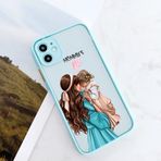 WSDSM Süper Anne Baba Sert Telefon Kılıfı iphone 15 14 12 13 SE2 Bebek Kız Moda Aile kapak Iphone 11 Pro Max X XS XR 7 8 Artı, nane MOM 5, iphone 11 için