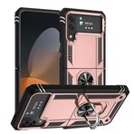 WSDSMS Samsung Galaxy Z Flip 4 3 için Kılıf Zırh Anti-vuruş Mat Arka Mıknatıslı Araç Tutucu Halka Standı Telefon Kapağı Silikon PC Kabuk, Pembe, Galaxy Z Flip 3 için
