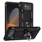 WSDSMS Samsung Galaxy Z Flip 4 3 için Kılıf Zırh Anti-vuruş Mat Arka Mıknatıslı Araç Tutucu Halka Standı Telefon Kapağı Silikon PC Kabuk, Siyah, Galaxy Z Flip 4 için