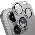 WSKEN iPhone 16 Pro/iPhone 16 Pro Max Kamera Lens Koruyucu - Mat [Kırılmaz Test] 9H Temperli Cam Kamera Ekran Koruyucu Çizilmeye Dayanıklı Metal Halka Kapak Aksesuarları Doğal Titanyum