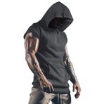 WSLCN Erkek Spor Salonu Tank Üstleri Tişört Fitness Kas Yelek Kolsuz Cepli Kapüşonlu Sweatshirt, Siyah, M