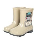 WSLCN Erkek ve Kız Çocuklar için Yağmur Botları, Su Geçirmez Kaymaz Çocuk Dış Mekan Wellies Kauçuk Yağmur Ayakkabıları (Bej, 9/10 UK Çocuk)