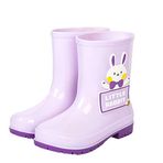 WSLCN Erkek ve Kız Çocuklar için Yağmur Botları, Su Geçirmez Kaymaz Çocuk Dış Mekan Wellies Kauçuk Yağmur Ayakkabıları (Mor, 1/2 UK)