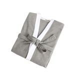 WSLCN Gece Elbisesi Erkek Kadın Bornoz Saten Bornoz Uzun Kollu Gecelik Hafif Sabahlık Pijama Uzun Bornoz Gece Elbisesi, gri ve beyaz sınır (erkekler), L-XL