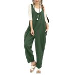 WSLCN Kadın Bol Tulum Kolsuz Tulum Bol Tulum Pantolon, Yeşil, Large