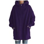 WSLCN Kadın Fermuarlı Kapüşonlu Büyük Beden Uzun Kollu Tunik Sweatshirt Günlük Ceket Kaban Cepli, mor, XL