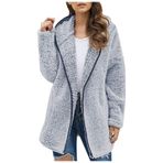WSLCN Kadın Polar Ceket Kapşonlu Hırka Kaban Dış Giyim Sherpa Cepleri ile Üstler, mavi, 3XL