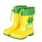 WSLCN Yağmur Botları Çekmeli Büzme İpli Kapatma Erkek ve Kız İçin, Su Geçirmez Kaymaz Çocuk Dış Mekan Wellies Kauçuk Yağmur Ayakkabıları (Sarı, 11/12 UK Çocuk)