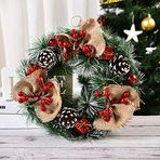 Wu-Ding Çelenk, Noel Dekorasyonu Çam İğne Çelenk El Yapımı Noel Kar Çelenk Kapı Asma Pencere Karşılama Malzemeleri (Kivi Meyvesi) (Renk: Beş) (Üç Büyük Düğüm Stili)
