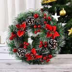Wu-Ding Çelenk, Noel Dekorasyonu Çam İğne Çelenk El Yapımı Noel Kar Çelenk Kapı Asma Pencere Karşılama Malzemeleri (Kivi Meyvesi) (Renk: Beş) (Üç Çiçek Tarzı)