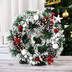 Wu-Ding Çelenk, Noel Dekorasyonu Çam İğne Çelenk El Yapımı Noel Kar Çelenk Kapı Asma Pencere Karşılama Malzemeleri (Kivi Meyvesi) (Renk: Beş) (Üç Gingko Tarzı)