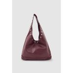 Wuclo Stula Büyük Hacimli Mıknatıslı Zımba Detaylı Hobo Omuz Çantası Bordo - 40 x 27 x 10 cm