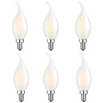 WULUN E14 4W Led Mum Ampuller, 40W Eşdeğeri, 3000K Sıcak Beyaz, 400LM, Küçük Edison Vidalı Ampul, C35 Buzlu Cam Alev Şekli Bükülmüş İpucu, Kısılamaz, 6'lı Paket