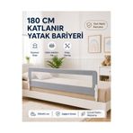 Wumboo 180 Cm Yatak Bariyeri - Mega Boy Güvenlik Bariyeri Koruyucu Bariyer,Bebek Bariyeri Büyük Boy-Gri