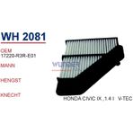 WUNDER WH2081 HAVA FİLTRESİ - HONDA CİVİC IX ,1.4 İ V-TEC 2012/02