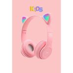 Wunit Kedi Kulaklık Bluetooth Kablosuz Rgb Işıklı Çocuk Oyun Kulaklığı Radyolu W - Pembe