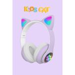 Wunit Patili Kedi Kulaklık Bluetooth Kablosuz Akıllı Rgb Işıklı Çocuk Oyun Kulaklığı Radyolu Sd Card - Mor
