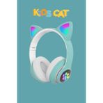 Wunit Patili Kedi Kulaklık Bluetooth Kablosuz Akıllı Rgb Işıklı Çocuk Oyun Kulaklığı Radyolu Sd Card - Yeşil